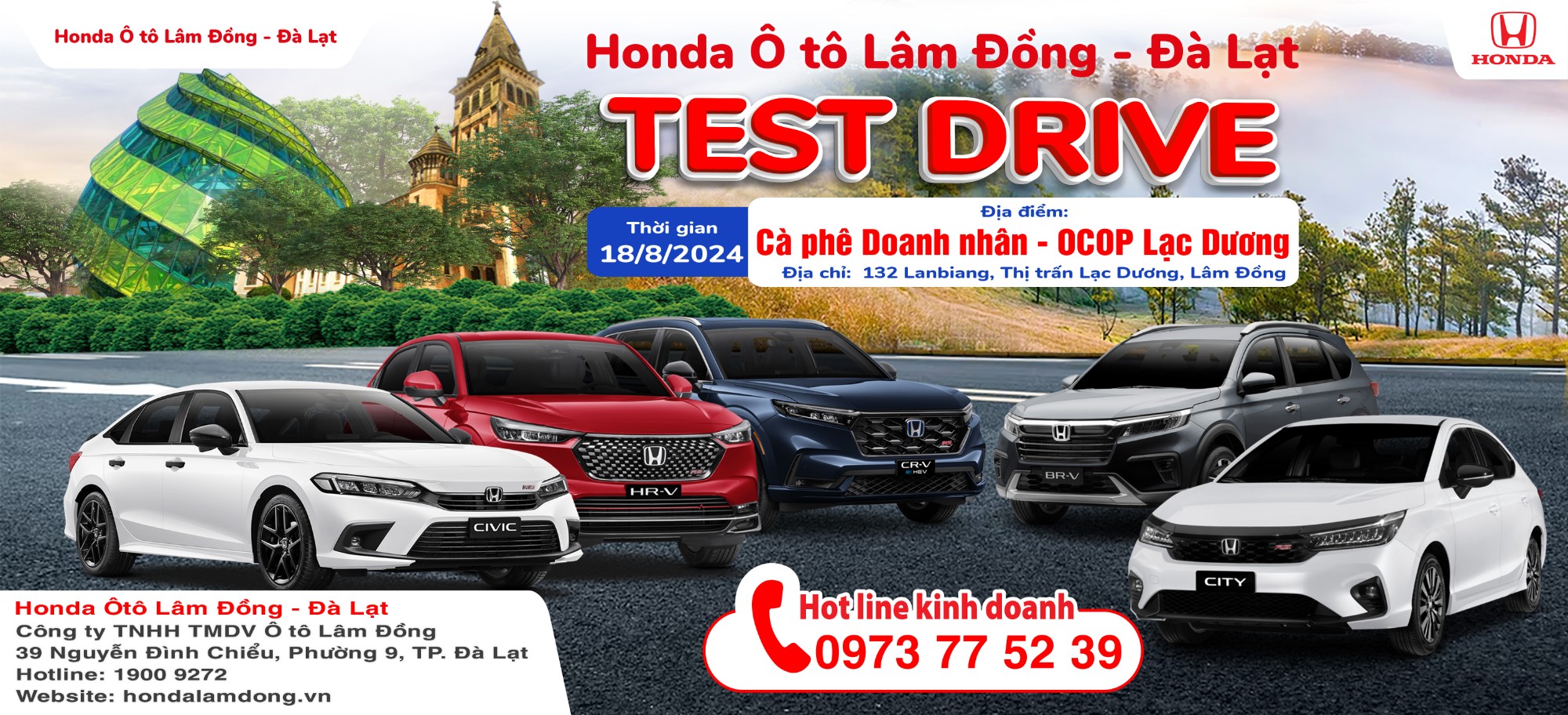 Thư mời lái thử xe HR-V, BR-V, CITY, CR-V tại Cafe Doanh Nhân - OCOP Lạc Dương