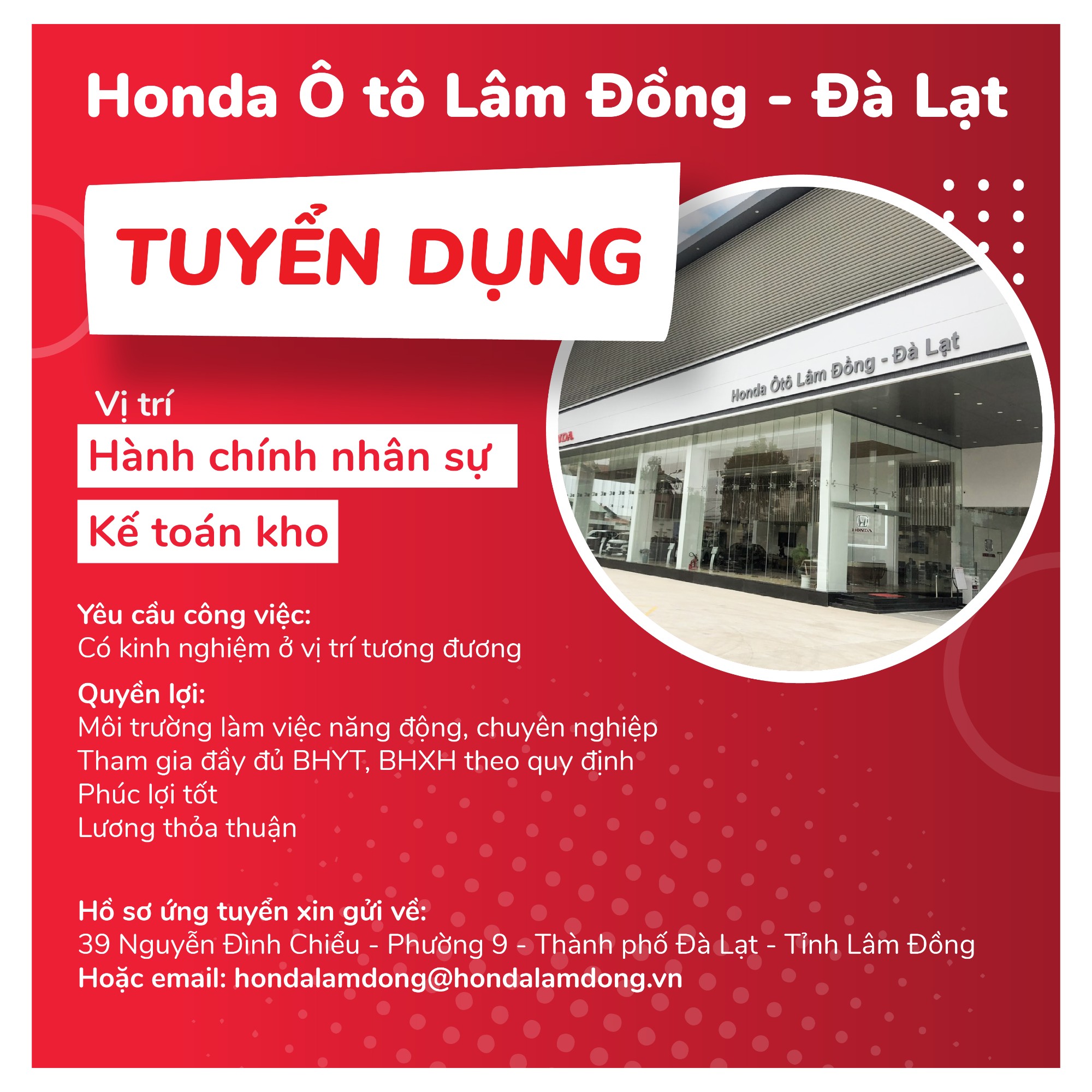 Tuyển dụng Nhân viên HCNS và Kế toán Kho