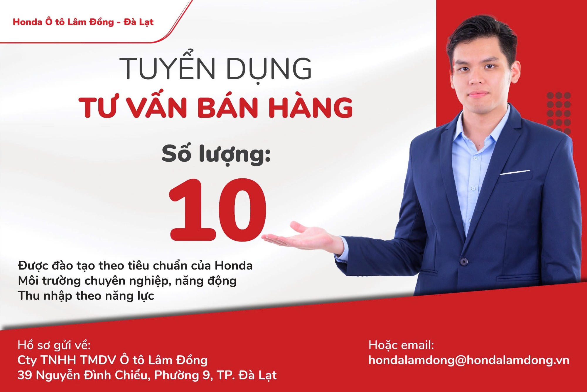 Tin tuyển dụng tháng 9 tại Honda Ôtô Lâm Đồng - Đà Lạt