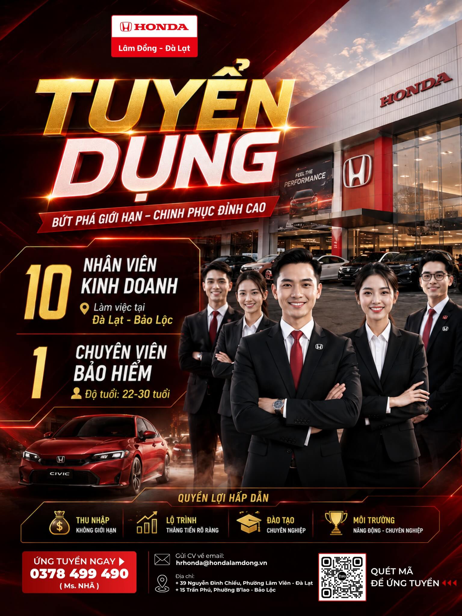 Tuyển Dụng Nhân Sự Tháng 5 Honda Lâm Đồng