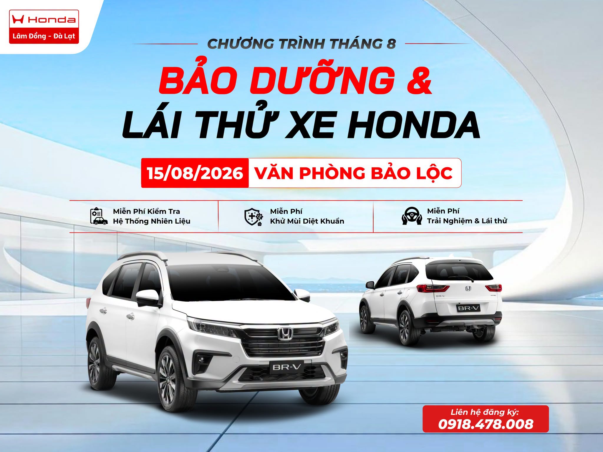 Chương Trình Bảo Dưỡng và Lái Thử xe Honda 15/08